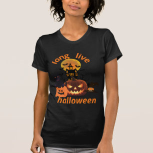 Long Live Black Cat Funny Halloween Pumpkin Comfor T-Shirt