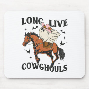 Long Live Cowghouls Cute Ghost Cowgirl Halloween W Mouse Pad