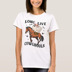 Long Live Cowghouls Cute Ghost Cowgirl Halloween W T-Shirt