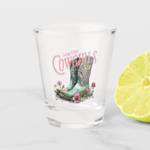 Long Live Cowgirls Floral Cowboy Boots Shot Glass
