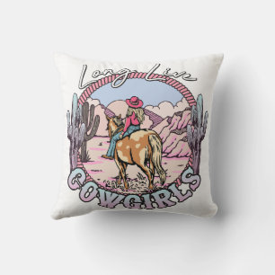 Long Live Cowgirls Throw Pillow