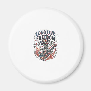 Long Live Freedom Patriotic Skeleton Rocker Shirt_ Magnet
