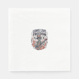 Long Live Freedom Patriotic Skeleton Rocker Shirt_ Napkin