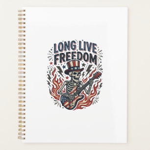 Long Live Freedom Patriotic Skeleton Rocker Shirt_ Planner