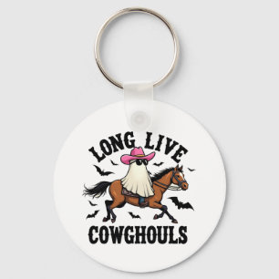 Long Live Ghouls Spooky Halloween Ghost Cowboy Key Ring