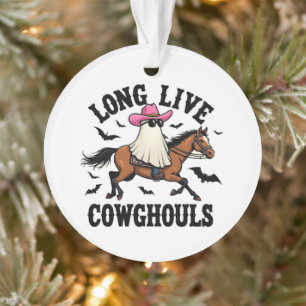 Long Live Ghouls Spooky Halloween Ghost Cowboy Ornament