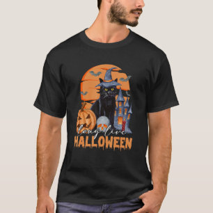 Long Live Halloween Black Cat Pumpkin Custome T-Shirt