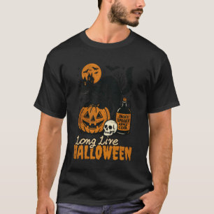 Long Live Halloween Funny Pumpkin Black Cat Men Wo T-Shirt