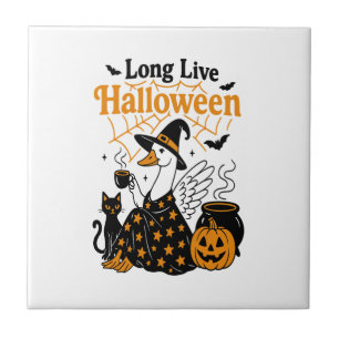 Long Live Halloween Goose Witch Ceramic Tile