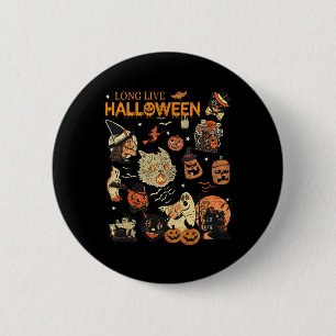 Long Live Halloween Vintage Pumpkin Witch Ghost Bl 6 Cm Round Badge