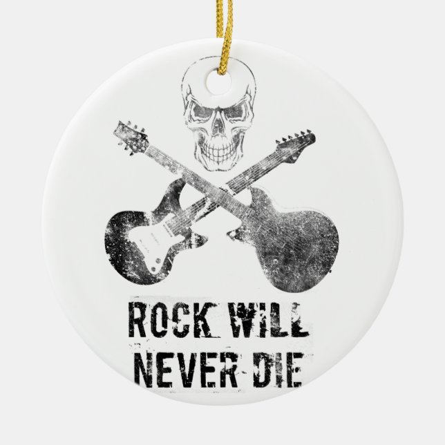 Long live rock n roll ceramic tree decoration (Front)