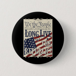 Long Live The Republic USA 1776 2026 Patriotic 4th 6 Cm Round Badge
