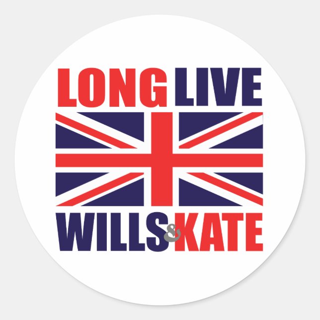 Long Live Wills & Kate Classic Round Sticker (Front)