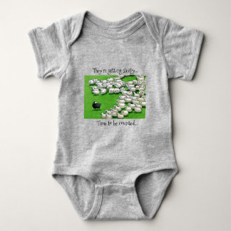 Long Lost Lamb: Counting Sheep BLK Baby Bodysuit
