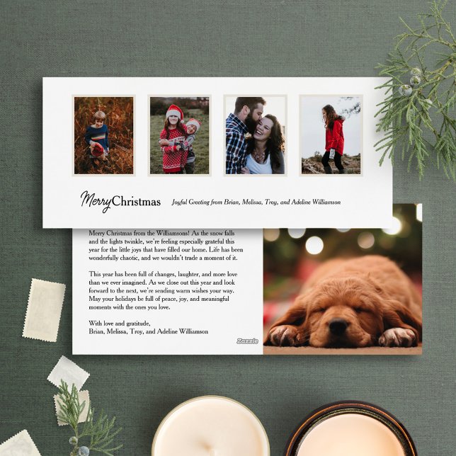 Long Minimalist Four Photo Holiday Christmas Card (Creator Uploaded)