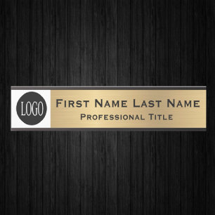Long Name Logo Office Door Sign Faux Gold