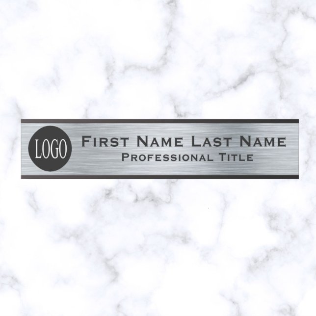 Long Name Logo Office Door Sign Faux Silver  (Creator Uploaded)