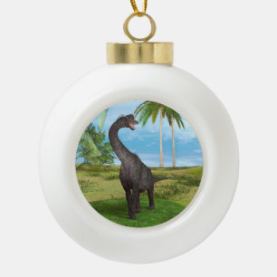 Long Neck Dinosaur Jungle Adventure Ceramic Ball Christmas Ornament