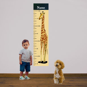 Long Neck Giraffe Growth Chart Add Child's Name Photo Print