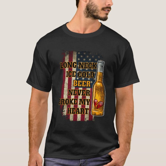 Long Neck Ice Cold Beer T-Shirt (Front)
