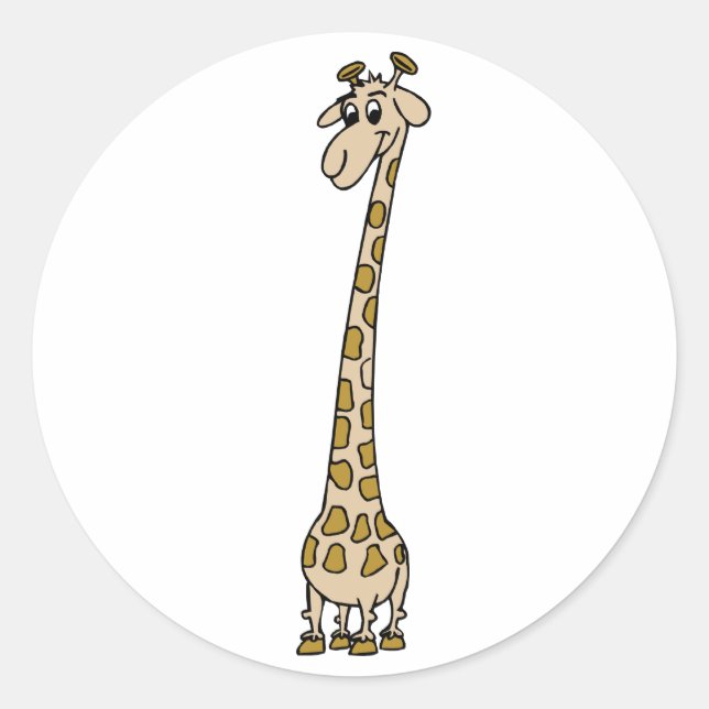 Long Necked Giraffe Classic Round Sticker (Front)