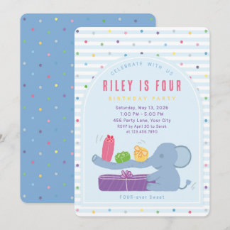 Long-Nosed Elephant & Gifts Birthday Invitation