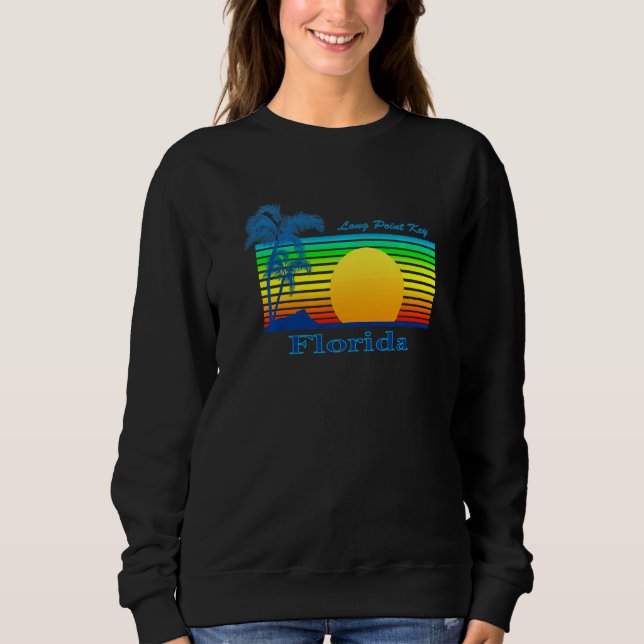 Long Point Key Florida Retro Tropical Beach Sunset Sweatshirt (Front)