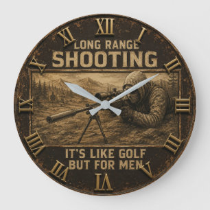 Long Range Shooting Precision Marksman Rustic Large Clock