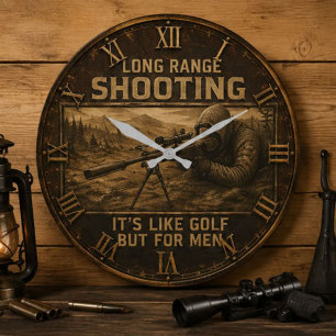 Long Range Shooting Precision Marksman Rustic Large Clock
