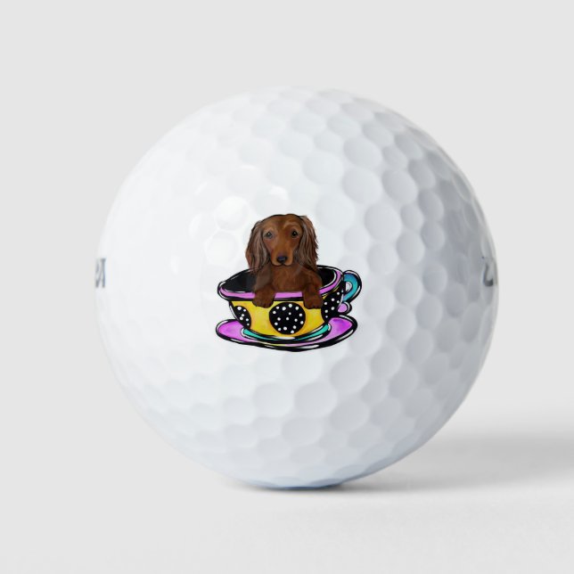 Long Red Haired Doxie Golf Balls (Front)