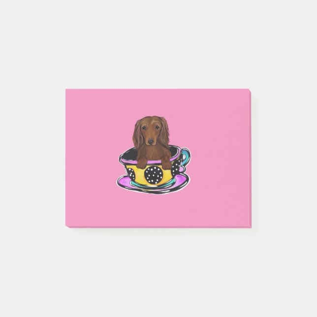 Long Red Haired Doxie Post-it Notes (Front)