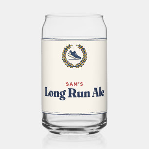 Long Run Ale Personalized Funny Runner Beer Can Glass