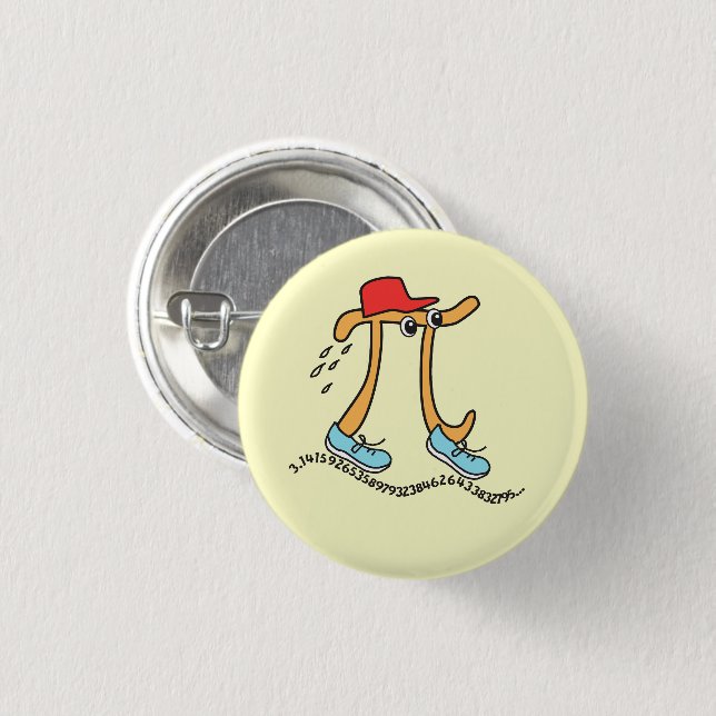 Long Running Pi - Funny Pi Guy Button (Front & Back)