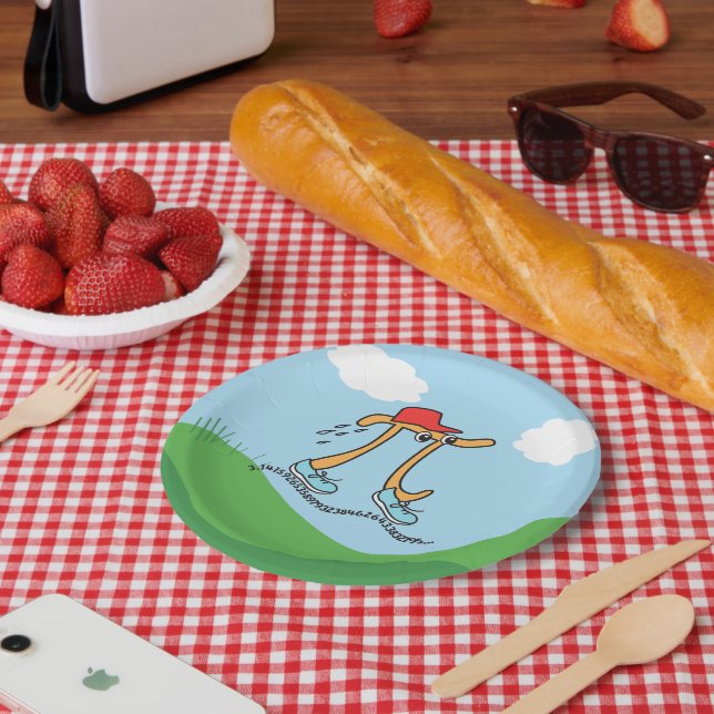 Long Running Pi - Funny Pi Guy Paper Plate (Picnic)