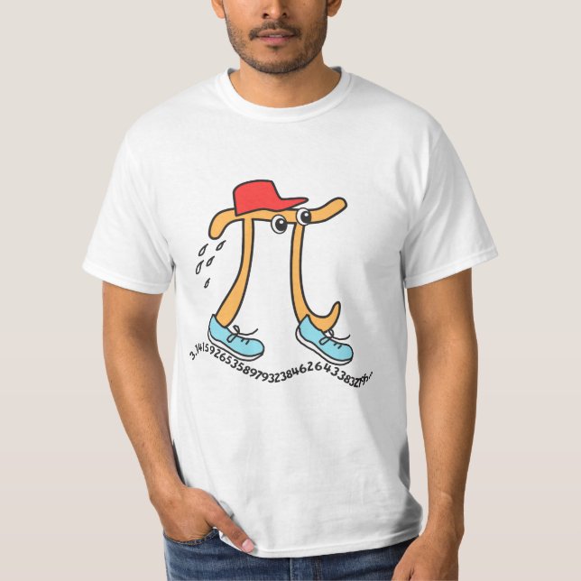 Long Running Pi - Funny Pi Guy T-Shirt (Front)