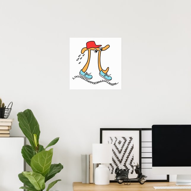 Long Running Pi Symbol © Funny Pi Guy Poster (Home Office)