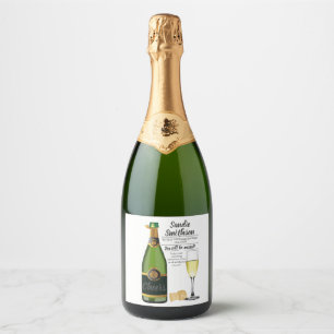 long service award retirement gift boss Sparkling  Wine Label