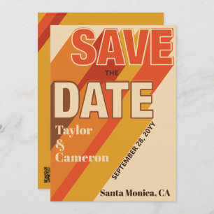 Long Shadow Groovy Orange and Brown Wedding Save The Date