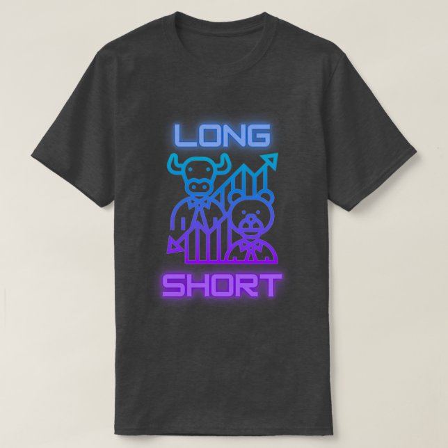 Long short bull bear design including charts T-Shirt (Design Front)