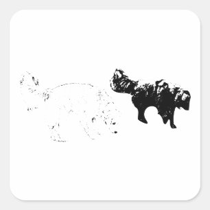 Long Silhouette, Sniffari Dogs Square Sticker
