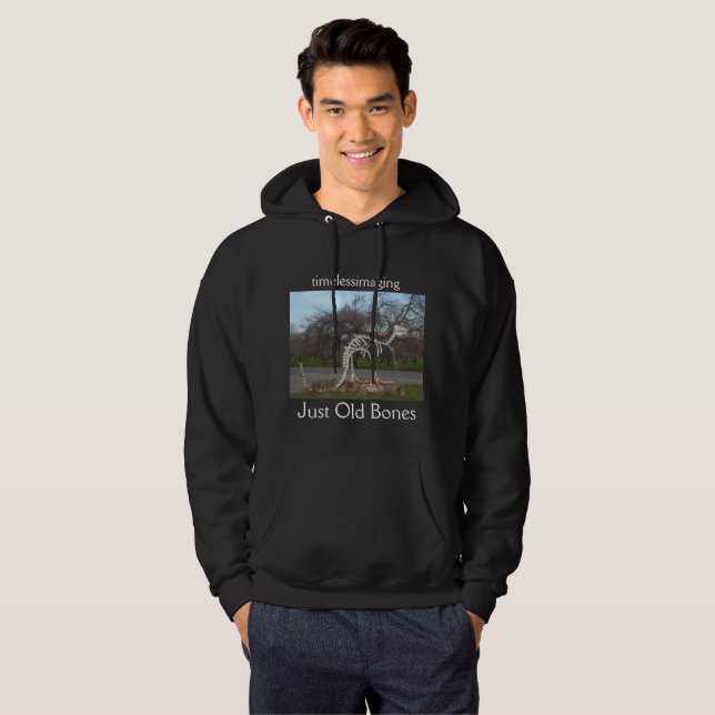 Long sleeved hoodie with just Old Bones.  (Front Full)