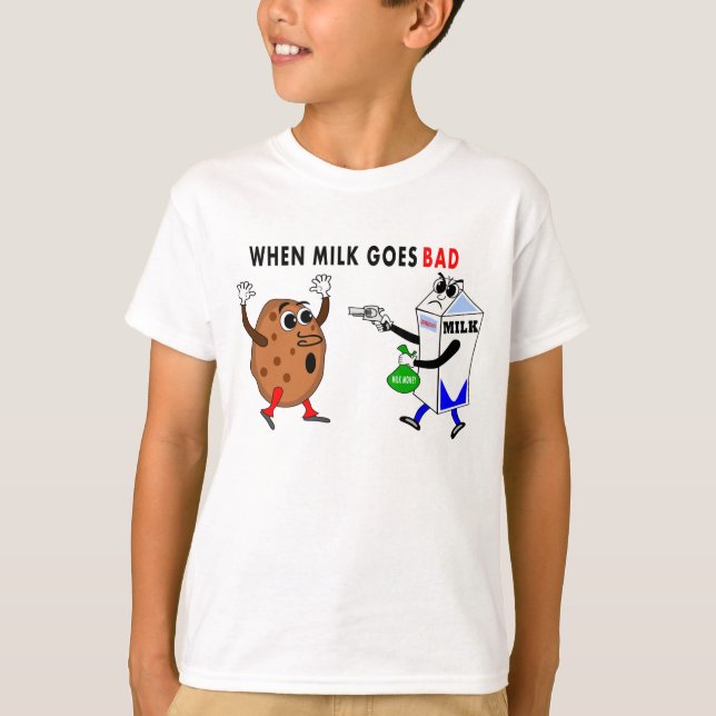 long sleeves t-shirt funny milk and cookie image (Front)