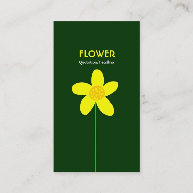 Long Stem Flower II - Dk Green Business Card (Front)