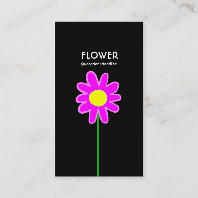 Long Stem Flower III - Black Business Card (Front)