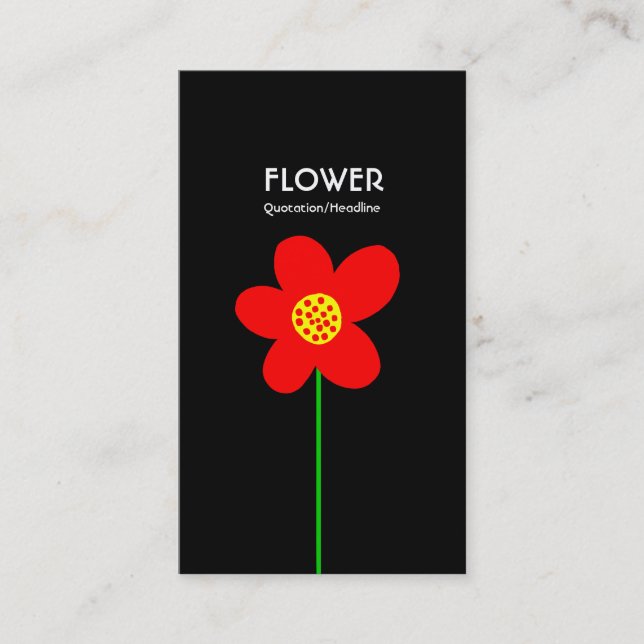 Long Stem Flower IV - Black Business Card (Front)