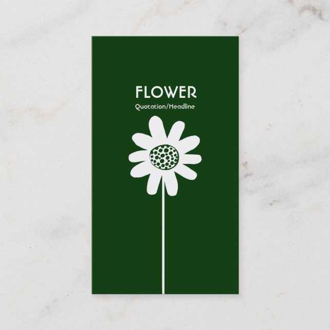 Long Stem Flower VI - Dk Green Business Card (Front)