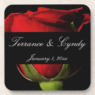 Long Stem Red Rose Personal Wedding Coaster