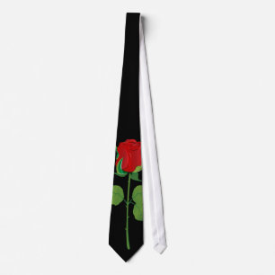 Long Stem Red Rose Tie