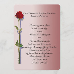 Long Stem Rose Wedding Invitations