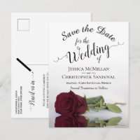 Long-Stemmed Burgundy Rose Wedding Save the Date